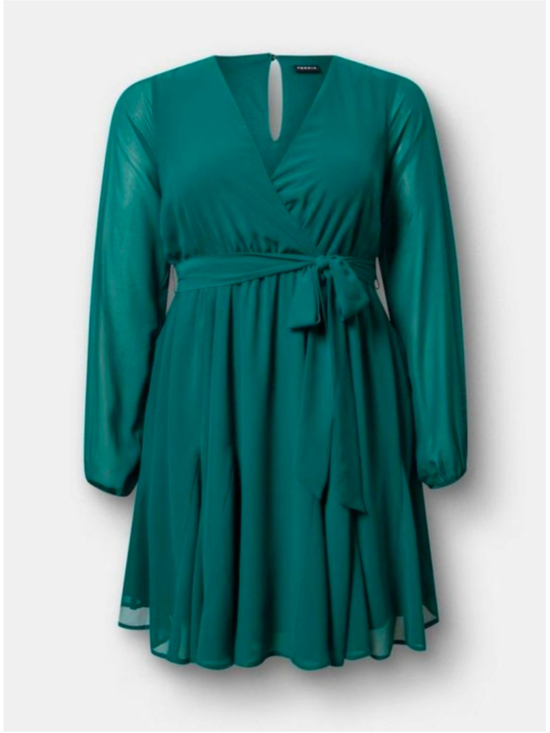 torrid Dresses & Skirts - NWT Torrid Mini Chiffon Surplice Godet Dress Size 00 (10-12)